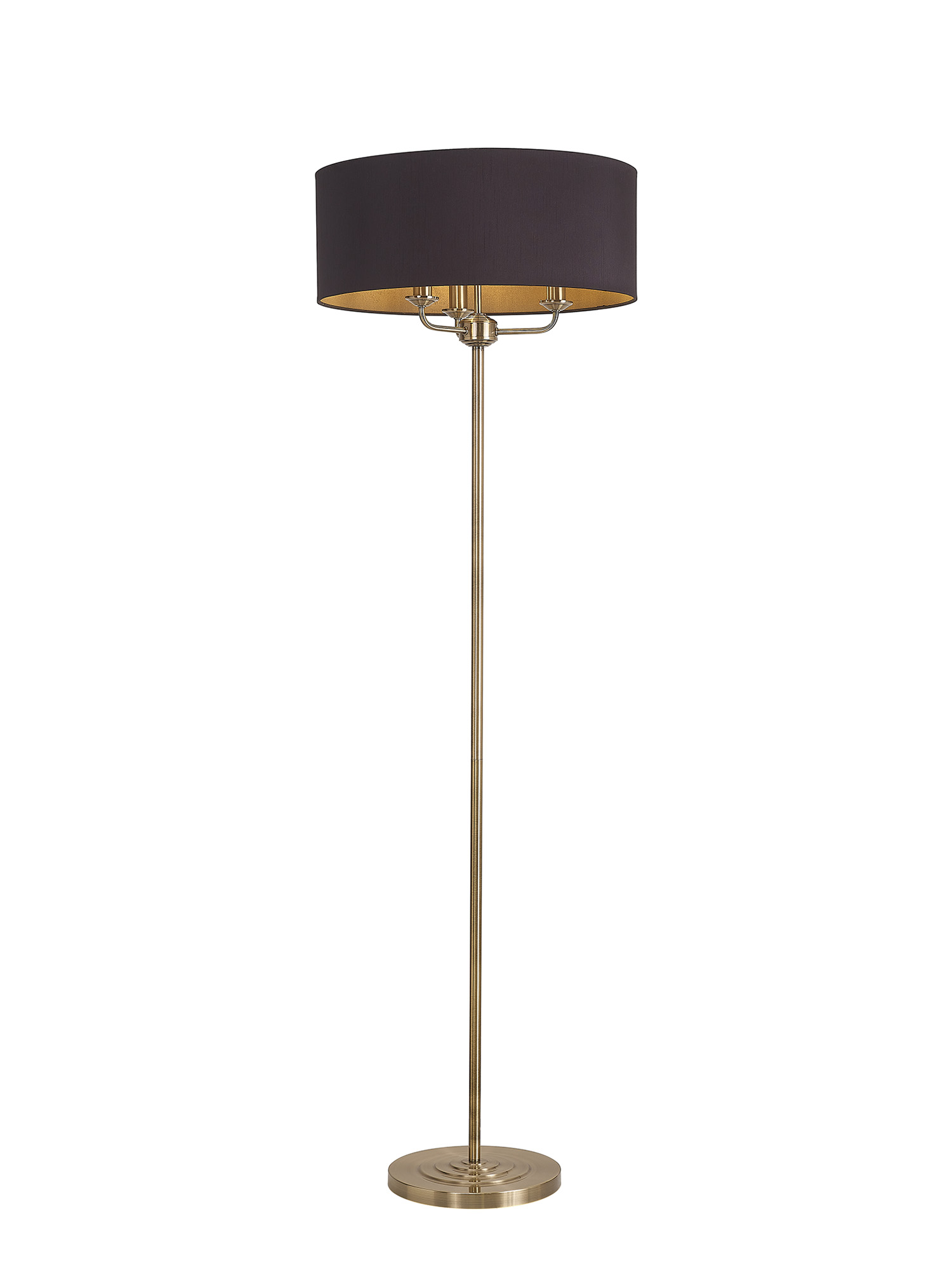 DK0913  Banyan 45cm 3 Light Floor Lamp Antique Brass; Midnight Black